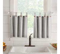 Elrene Home Fashions Tucker Solid Lot de 2 Rideaux de fenêtre à Boutons pour Cuisine ou Salle de Bain, 76,2 x 61 cm, Gris