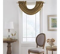 Elrene Home Fashions Versailles Cantonnière de fenêtre en Fausse Soie assombrissante pour Chambre à Coucher ou Salon avec Pattes Passe-Tringle, 132,1 x 91,4 cm, doré, 1 Panneau