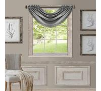 Elrene Home Fashions Versailles Rideau de fenêtre plissé en Imitation Soie avec Tringle à Rideau 132,1 x 91,4 cm Gris