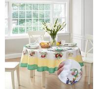 Elrene Home Fashions Villeroy & Boch Nappe Ronde résistante aux Taches et à l'eau Motif Jardin français 178 x 177,8 cm