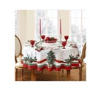 Elrene Home Fashions Villeroy & Boch Toy's Delight Christmas Wrinkle Resistant Fabric Tablecloth, Holiday Table Decor, 60"x84" Oval, Multi