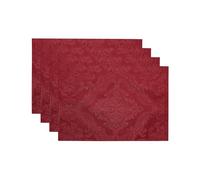 Elrene Lot de 4 Sets de Table damassés en Polyester, Rouge, 33 x 48,3 cm