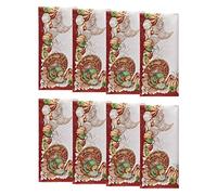 Elrene Lot de 8 Serviettes de Table en Polyester avec Bordure Motif Floral 43 x 43 cm