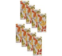 Elrene Lot de 8 Serviettes en Tissu imprimé Automne, Polyester, Feuilles d'automne, 43,2 x 43,2 cm
