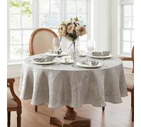 Elrene Nappe damassée, Polyester, Argenté., 70 inches Round