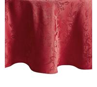 Elrene Poinsettia Elegance Jacquard Collection Table de Vacances, Polyester, Rouge, 90" Round (Tablecloth)