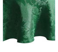 Elrene Poinsettia Elegance Jacquard Collection Table de Vacances, Polyester, Vert, 60" x 84" Oval (Tablecloth)