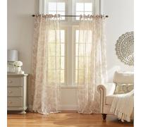 Elrene Rideau de fenêtre à Nouer Motif Floral, Flax, 52" x 95" (1 Panel)