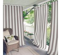 Elrene Rideau de fenêtre à Passants adhésif intérieur/extérieur avec Pattes sur Le Dessus pour Patio, pergola, Porche, terrasse, Lanai et cabane, Polyester, Gris, 127 x 241,3 cm (1