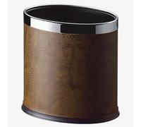 ElriBird | Corbeille à Papier et Poubelle Marron en Cuir, Forme Ovale Poubelle Métal 10 Litres, Idéale Salle de Bain, Salon, Cuisine, Bureau et Hôtels de Luxe