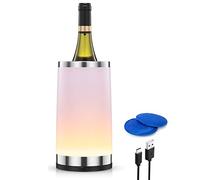 Elrigs Refroidisseur de Vin avec Lampe Tactile RGB Ambiante Rechargeable| Rafraîchisseur de Bouteille avec 2 Ice Pack pour 750ml de Champagne| Accessoires de Vin pour la Fête/Dîner