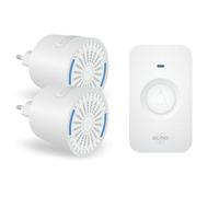 ELRO DB2000 Sonnette de porte sans fil - avec 2 récepteurs compacts enfichables - portée 200 mètres - étanchéité IP65 - 64 mélodies - Blanc