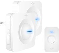 ELRO DB3000 Sonnette de Porte sans Fil - 1x récepteur à Piles + 1x Plug-in - 64 Mélodies - Distance sans Fil : 300m - Blanc