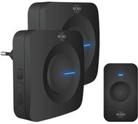ELRO DB3000 Sonnette de Porte sans Fil - 1x récepteur à Piles + 1x Plug-in - 64 Mélodies - Distance sans Fil : 300m - Noir