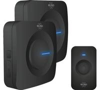 ELRO DB3000 Sonnette de Porte sans Fil - avec 2X récepteur à Piles - 64 Mélodies - Distance sans Fil : 300m - Noir