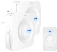 ELRO DB3000 Sonnette de Porte sans Fil - avec 2X Récepteur Plug-in - sans Batterie - 64 Mélodies - Distance sans Fil : 300m - Blanc
