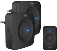 ELRO DB3000 Sonnette de Porte sans Fil - avec 2X Récepteur Plug-in - sans Batterie - 64 Mélodies - Distance sans Fil : 300m - Noir
