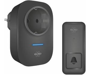 ELRO DB4000 Kit de sonnette de porte cinétique sans fil avec récepteur enfichable et prise de courant, pas besoin de piles 150 m
