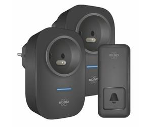 ELRO DB4000PF Kit de Sonnette de Porte Cinétique sans Fil - avec 2 Récepteurs Enfichables avec Prise - Version FR / Type E - Commande par Bouton-Poussoir - sans Piles - Portée 150 m