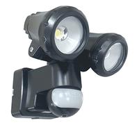 Elro de 2 têtes Lampe d'extérieur à LED avec détecteur de mouvement 2 x 5 W, 1500 lm, plastique, 20 W, noir, 15 x 19 x 19 cm