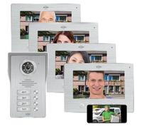 ELRO DV477IP4 Interphone vidéo IP WiFi. 4 familles - avec écran Couleur 4x7 Pouces. Vue en Direct et Communication Via