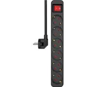 ELRO ES106 6-Fach Steckdosenleiste mit Schalter und 1,5m Kabel - Kindersicherung - Schukostecker - Max 3680W - - Schwarz