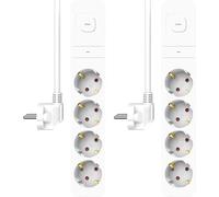 ELRO ES704 Lot de 2 multiprises 4 Prises avec parasurtenseur - Câble de 1,5 m et Interrupteur - Sécurité Enfant - Prise Schuko - Maximum 3680 W - Certifié TÜV
