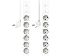 ELRO ES706 Lot de 2 multiprises 6 Prises avec parasurtenseur - Câble de 1,5 m et Interrupteur - Sécurité Enfant - Prise Schuko - Maximum 3680 W - Certifié TÜV