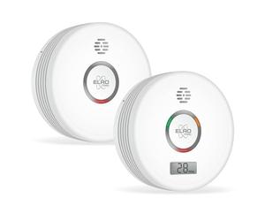 ELRO FF4910 Pro Kit Anti-Incendie - Détecteur de fumée & détecteur de monoxyde de Carbone avec Pile de 10 Ans - Conforme à la Norme européenne EN14604 et EN50291 2 pcs