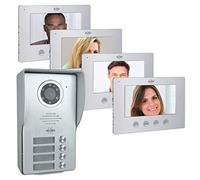 ELRO Interphone vidéo DV477W4 à 4 familles avec écran 4 couleurs, caméra avec vision nocturne, technologie 4 fils, 16 sonneries, gris, taille unique