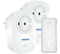 ELRO Kit de sonnette cinétique sans fil DB4000 - Avec 2 récepteurs enfichables avec prise - Pas besoin de piles - 150 m