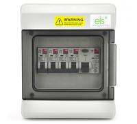 ELS Elektortechnika Boîte de distribution IP66 en saillie 6 modules - ABS résistant aux UV - Avec 4 interrupteurs LS (B10/B16) + FI/RCD 40 A 30 mA type A - Étanche - Idéal pour la maison, le garage