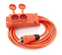 ELS Elektrotechnika 2 de câble de rallonge en Caoutchouc de Construction avec 2 Prises IP44 16A 230V H07BQ-F 3G2,5mm2 avec Isolation épaisse en Caoutchouc EPR pour l'intérieur et l'extérieur.