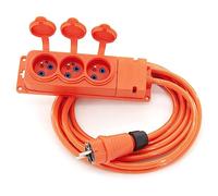ELS Elektrotechnika 2 m de câble de rallonge en Caoutchouc de Construction avec 3 Prises IP44 16A 230V H07BQ-F 3G2,5mm2 avec Isolation épaisse en Caoutchouc EPR pour l'intérieur et l'extérieur.