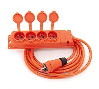 ELS Elektrotechnika 5 m de câble de rallonge en Caoutchouc de Construction avec 4 Prises IP44 16A 230V H07BQ-F 3G2,5mm2 avec Isolation épaisse en Caoutchouc EPR pour l'intérieur et l'extérieur.