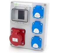 ELS Elektrotechnika Répartiteur de courant de chantier, répartiteur mural vide, boîtier vide, prises 3 x 230 V et 1 x CEE 16 A pour équipement modulaire, câblé, pour l'intérieur et l'extérieur