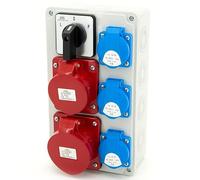 ELS Elektrotechnika Répartiteur de courant de construction 3 x 230 V + 2 x CEE 16 A et interrupteur L-0-P, filaire IP44