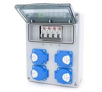 ELS Elektrotechnika Répartiteur de courant d'usine avec fiche 4 x 230 V + 4 x LS C16 prêt à être branché pour ateliers, entreprises, utilisation intérieur/extérieur IP54