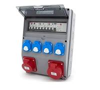 ELS Elektrotechnika Répartiteur mural avec interrupteur FI et 4x230V + 2 interrupteurs LS 1x CEE 16A 1x CEE 32A, prises sécurisées, câblées, prêt à être connecté pour garage, atelier, pièces humides