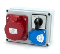 ELS Elektrotechnika Répartiteur mural de construction avec interrupteur 0-1 et prise 1 x 230 V + 1 x CEE 16 A + câblé, prêt à être branché pour garage, atelier, usine