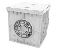 ELS Elektrotechnika Tige de révision IP55 300 x 300 mm avec couvercle d'arbre, évacuation intérieure, tige de contrôle avec 6 possibilités de raccordement, couvercle, jardin, rue, chantier