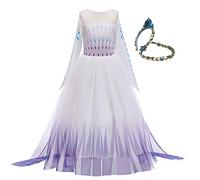 Elsa 2 Robe reine des neiges en maille avec manches longues, costume pour enfant, blanc - Blanc - 6 ans