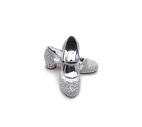 ELSA & ANNA Chaussures de Princesse pour Filles - Chaussures Reine des Neige à Talons de 3cm - Chaussures de Déguisement Scintillantes pour Fêtes et Anniversaires - SIL12, Argent, Taille 30