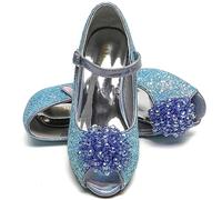 ELSA & ANNA Chaussures de Princesse pour Filles - Chaussures Reine des Neige à Talons de 3cm - Chaussures de Déguisement Scintillantes Elsa pour Fêtes et Anniversaires - BLU23, Bleu, 27 EU