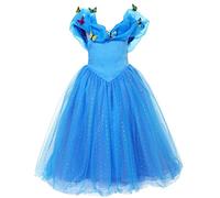 ELSA & ANNA Robe Princesse pour Filles - Déguisement Reine des Neiges - Fêtes, Anniversaires, Halloween - 4-5 Ans