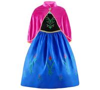 ELSA & ANNA Robe Princesse pour Filles - Déguisement Reine des Neiges pour Filles - Robe Princesse Filles pour Fêtes, Anniversaires, Déguisements & Halloween - Deguisement Robe de Princesse - 6-7 ans