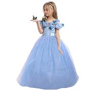 ELSA & ANNA Robe Princesse pour Filles - Déguisement Reine des Neiges pour Filles - Robe Princesse Filles pour Fêtes, Anniversaires, Déguisements & Halloween - Deguisement Robe de Princesse - 5-6 Ans