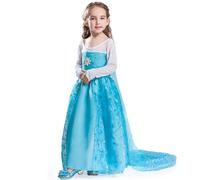 ELSA & ANNA Robe Princesse pour Filles - Déguisement Reine des Neiges pour Filles - Robe Princesse Filles pour Fêtes, Anniversaires, Déguisements & Halloween - Deguisement Robe de Princesse - 6-7 ans