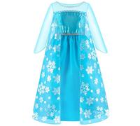 ELSA & ANNA Robe Princesse pour Filles - Déguisement Reine des Neiges pour Filles - Robe Princesse Filles pour Fêtes, Anniversaires, Déguisements & Halloween - Deguisement Robe de Princesse - 7-8 ans
