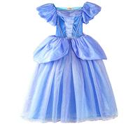 ELSA & ANNA Robe Princesse pour Filles - Déguisement Reine des Neiges pour Filles - Robe Princesse Filles pour Fêtes, Anniversaires, Déguisements & Halloween - Deguisement Robe de Princesse - 5-6 ans